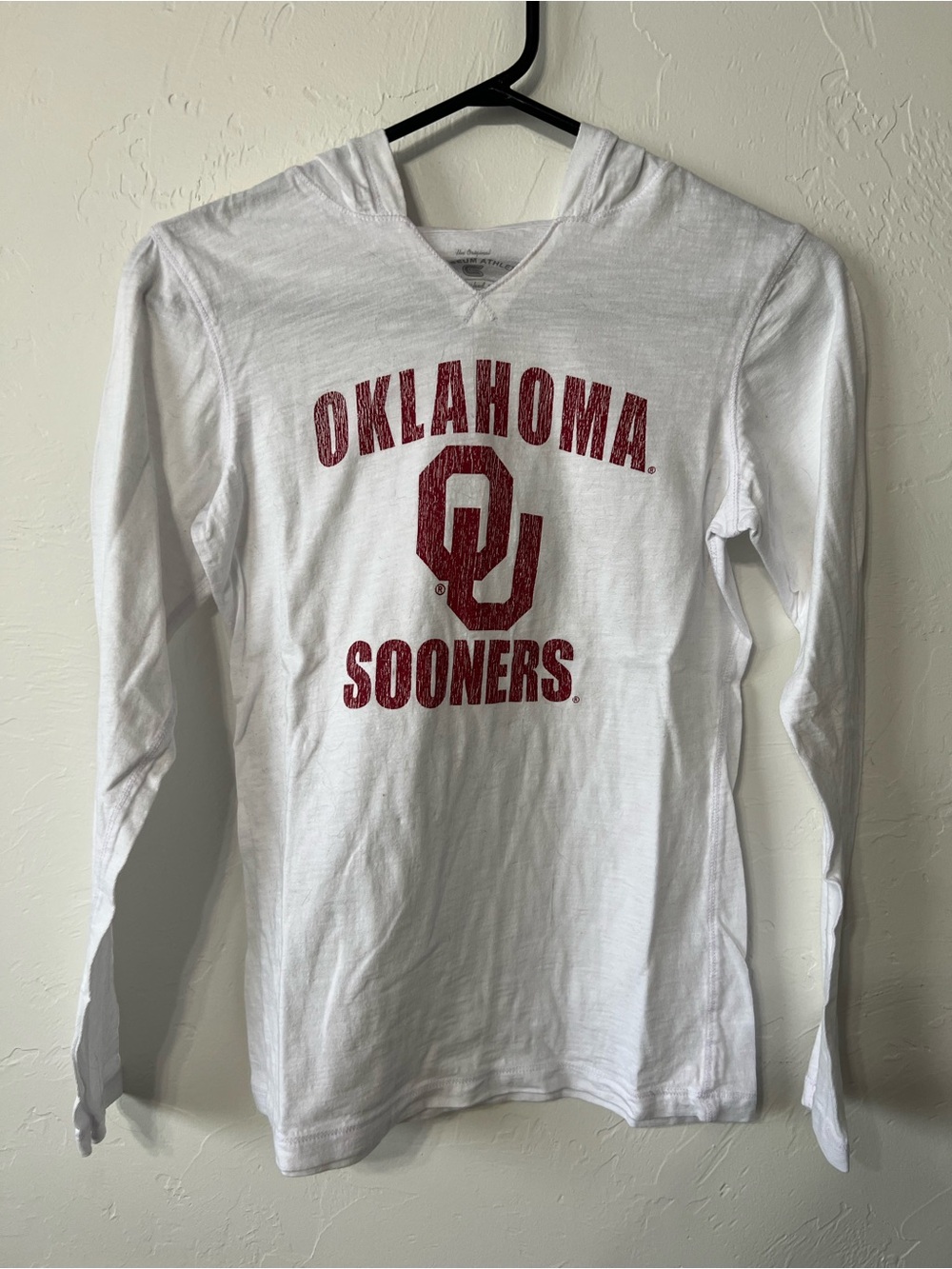 Oklahoma Sooners White Long-Sleeve Hooded Tee - OU Logo